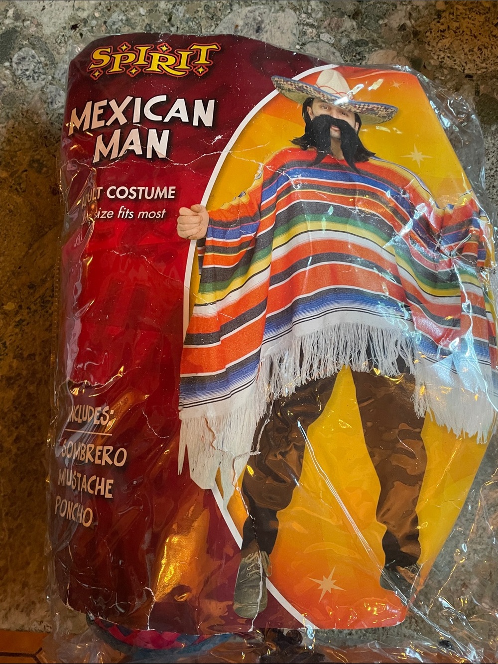 Spirit Mexican Man Kids Costume - Multicolor Poncho & Sombrero